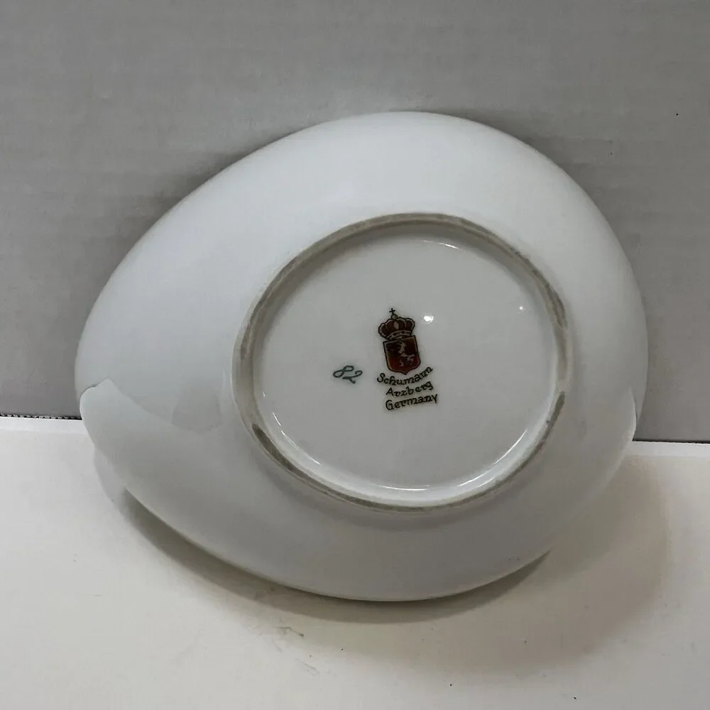 Vintage Easter Dish Schumann Arzberg Wild Rose Gold Trim Porcelain Bowl Germany